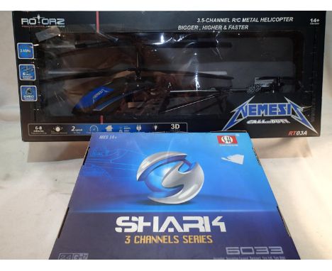 Rotorz Nemesis Call of Duty helicopter and shark 2 channel helicopter, both as new, boxed. UK P&amp;P Group 2 (£20+VAT for th