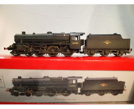 OO scale Hornby R2258 class 5MT, 44781, black, late crest, weathered, near mint, box with wear. UK P&amp;P Group 1 (£16+VAT f