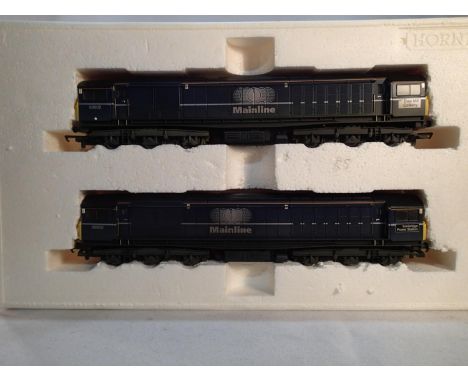 OO scale Hornby R2336, class 58 twin pack, 58002 powered with 58005 dummy, Daw Mill colliery and iron bridge power station, m