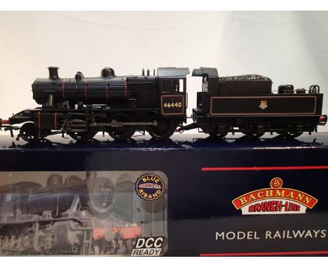 OO scale Bachmann 32-826 Ivatt 2MT, 46440, black, early crest, excellent condition, box with wear. UK P&amp;P Group 1 (£16+VA