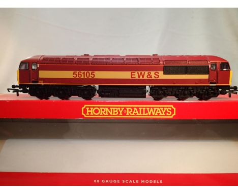 OO scale Hornby R2075A, class 56, EWS livery, 56105, near mint, wear to box. UK P&amp;P Group 1 (£16+VAT for the first lot an