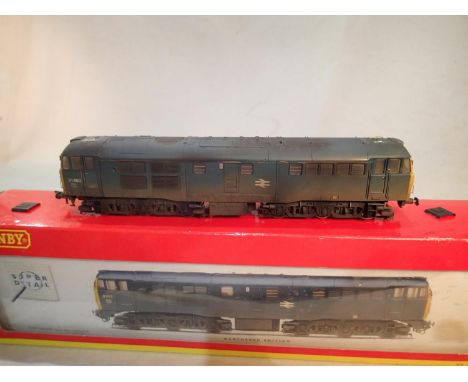OO scale Hornby R2571, class 31, BR blue, weathered, re-numbered to 31-450 and detailed, two cab roof covers detached but pre