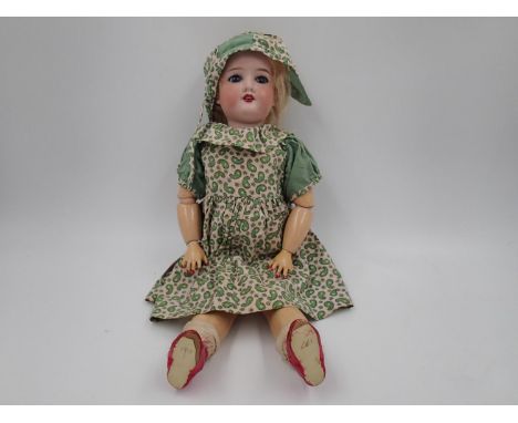 German porcelain jointed doll, #390 A 4 1/2 inscribed on neck. UK P&amp;P Group 2 (£20+VAT for the first lot and £4+VAT for s