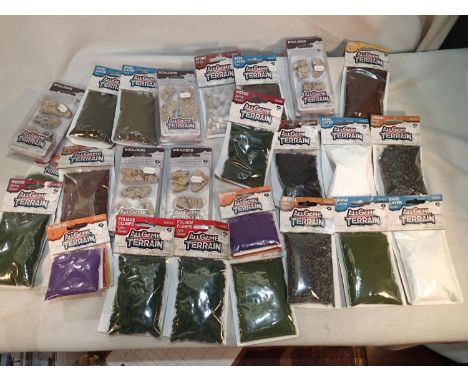 Twenty five packs of All Game Terrain scenics, various types, all as new, ex shop stock. UK P&amp;P Group 1 (£16+VAT for the 