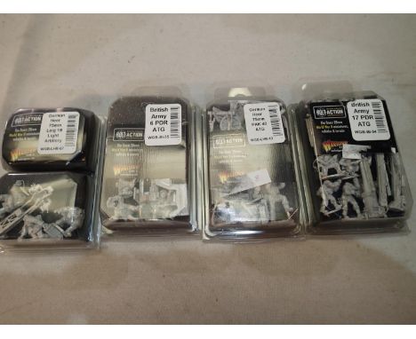 Four 28mm Wargaming metal figures/weapon sets, from Bolt Action/Warlord Games, sealed, ex shop stock. UK P&amp;P Group 1 (£16