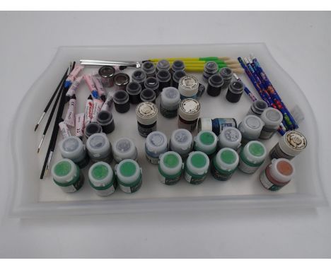 Selection of paints, brushes, glues etc. UK P&amp;P Group 2 (£20+VAT for the first lot and £4+VAT for subsequent lots)