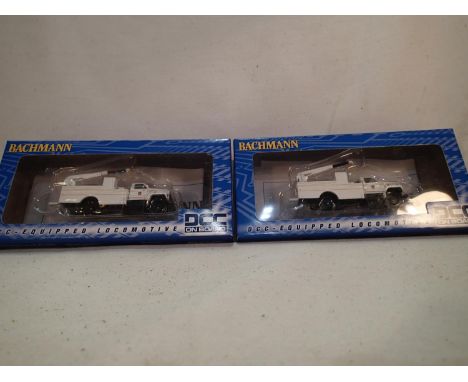 Two boxed Bachmann #16904 HO Hi Rail equipment truck with crane DCC on board, appear as new. UK P&amp;P Group 1 (£16+VAT for 