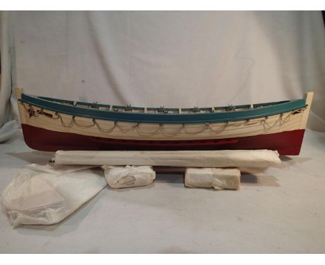 Wooden display model of White Star, Liverpool 14 Titanic lifeboat by Artesania Latina, 285 x 95 x 55 mm H beam, appears compl