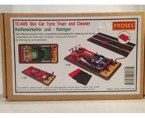 Proses TC 602 slot car tyre truer and cleaner, suitable for 1/32 scale and 1/24 scale, boxed, as new and unused. UK P&amp;P G
