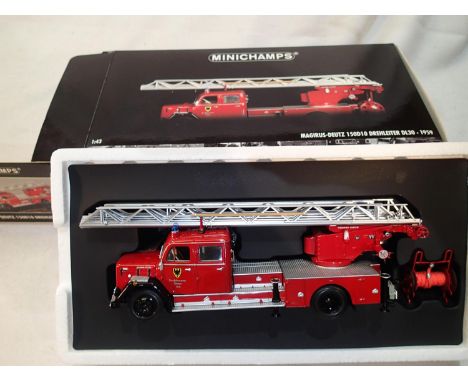 Minichamps 1/43 scale Magirus-Deutz DL 30 turntable fire engine, 1959, as new and boxed. UK P&amp;P Group 1 (£16+VAT for the 