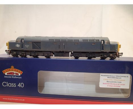 OO scale Bachmann 32-486, renumbered and weathered by Craig Holt to 40132, BR blue, excellent condition, storage wear to box.