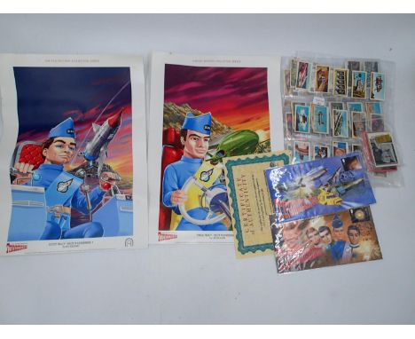 Collection of Thunderbirds collectors cards by Barratt &amp; Co with two first day covers singed by Jerry Anderson with CoA a