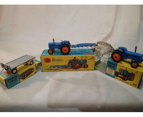 Corgi Toys gift set, 13-Fordson power major with plough, excellent condition, minor chips, missing driver, Corgi Toys, 60-For