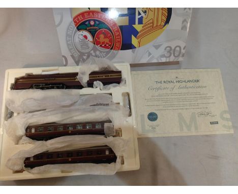 OO scale, Hornby R2695M, Royal Highlander train pack, Duchess of Devonshire streamlined Coronation, plus three LMS Stanier co