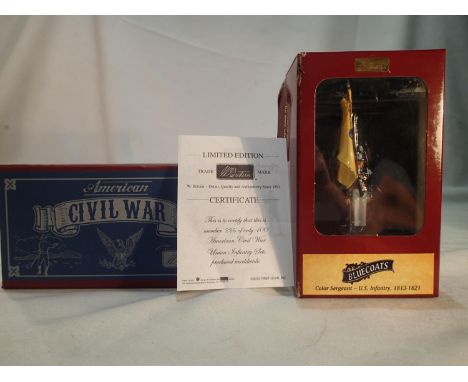 Two Britains American figures, 49027 Union Infantry set limited edition 286/400, and 46004 Colour Sergeant US Infantry, both 