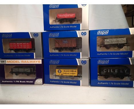 OO scale, seven Dapol wagons, excellent condition, plain boxes. UK P&amp;P Group 1 (£16+VAT for the first lot and £2+VAT for 