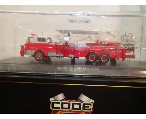Code 3 fire and rescue 1/64 scale, mack, ladder, fire engine, CF aerial scope, as new, boxed. UK P&amp;P Group 1 (£16+VAT for