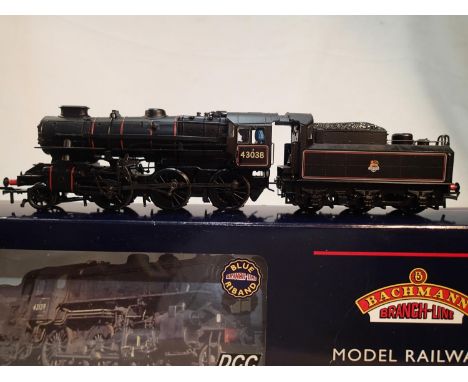 OO scale Bachmann 32-578, Ivatt, 43038, black, early crest, glue mark on cabside, box with wear. UK P&amp;P Group 1 (£16+VAT 