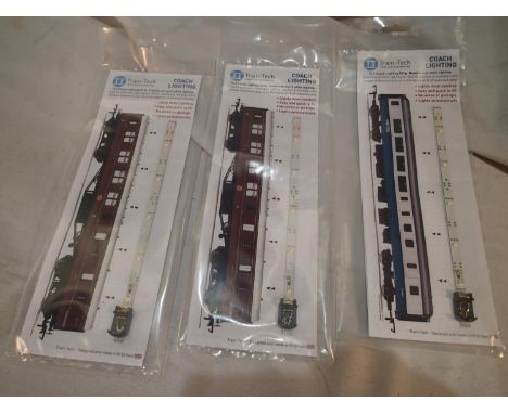 Three Train Tech coach lighting packs, new in packs, OO gauge. UK P&amp;P Group 1 (£16+VAT for the first lot and £2+VAT for s