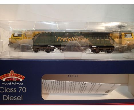 OO scale Bachmann 31-588, class 70 diesel, 70005, freightliner livery, weathered, near mint, box with wear. UK P&amp;P Group 