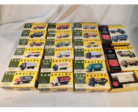 Twenty one Vanguards commercial vehicles, all different, including Whitbread and boots twin packs, mostly excellent condition