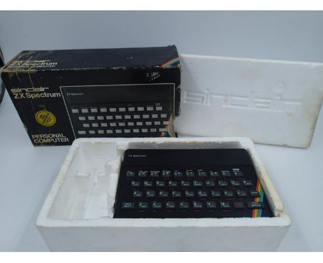Boxed Sinclair ZX Spectrum 48K, serial #003-689073, no PSU or paperwork, untested and console is in very good condition, good