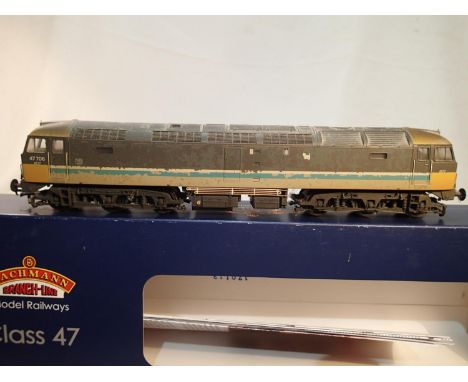 OO scale Bachmann 31-653Z, class 47 diesel, 47706, shabby condition, circa 1991, near mint, storage wear to box, Kernow exclu