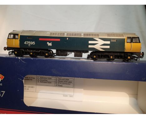OO scale Bachmann 31-651, class 47 diesel, refinished as 47595 Confederation of British Industry, large logo blue, weathered,