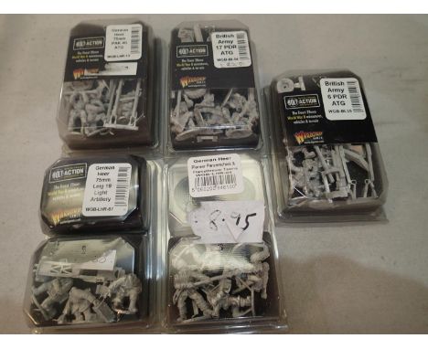 Five 28mm Wargaming metal figures/weapon sets from Bolt Action/Warlord games, sealed, ex shop stock. UK P&amp;P Group 1 (£16+