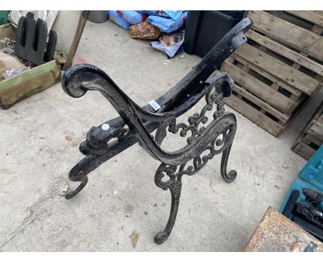 A PAIR OF CAST IRON BENCH ENDS 