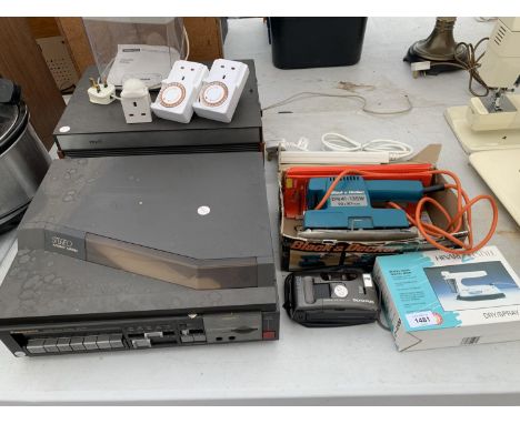 VARIOUS ITEMS TO INCLUDE A SANDER, CAMERA,PANASONIC STEREO ETC 