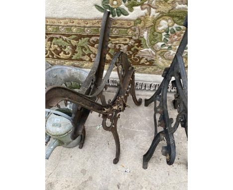 A SET  OF CAST IRON BENCH ENDS 