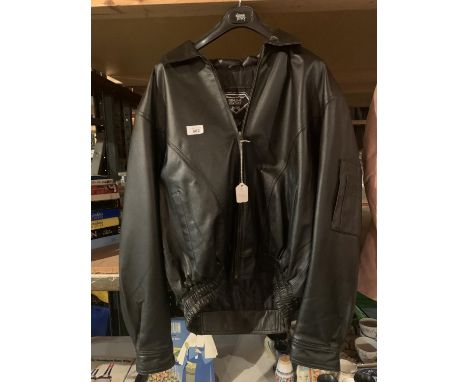 A DIAMOND PLATE BLACK LEATHER JACKET 'UNITED STATES ARMY' 