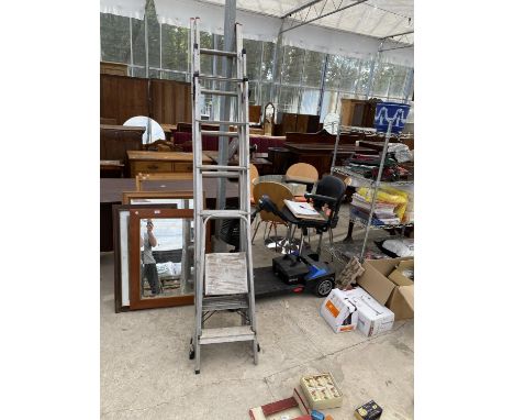 AN ALLOY LADDER AND TWO STEPLADDERS 