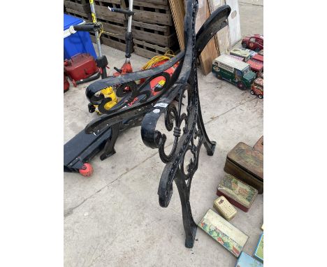 A PAIR OF CAST IRON BENCH ENDS 