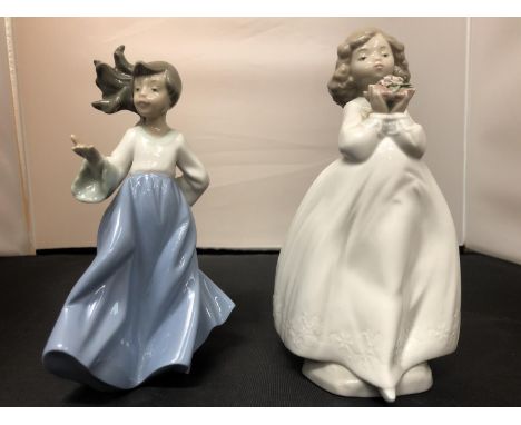 TWO NAO SMALL GIRL FIGURINES 