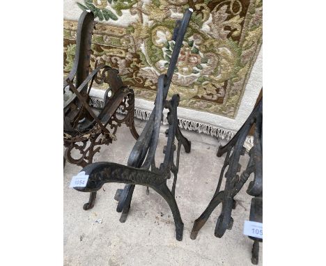 A SET  OF CAST IRON BENCH ENDS 