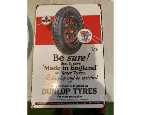 A METAL VINTAGE STYLE DUNLOP TYRES SIGN 20 X 30CM 