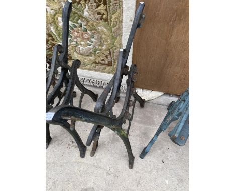 A SET  OF CAST IRON BENCH ENDS 
