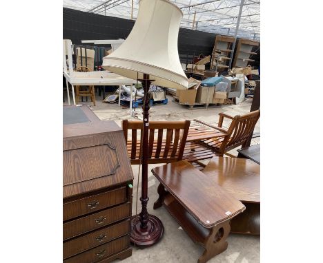 A MAHOGANY STANDARD LAMP 