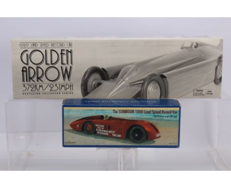 Schylling  Tin plate Racing Cars, red clockwork Sunbeam 1000 Land Speed Record Car and 1929 Golden Arrow Land Speed Record Ca