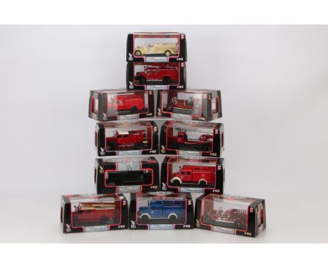 Road Signature 1:43 Scale Vintage Overseas Fire Engines, all cased with card sleeves, Mercedes Benz, 43013 1950 TLF-15, 43012