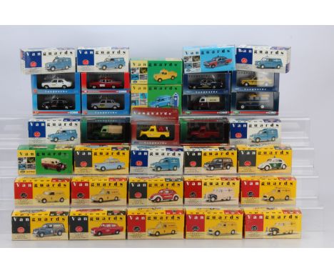 Vanguards by Lledo/Corgi Postwar AA/RAC and  Other Commercial Vans and Cars, all boxed/cased, 1:43 scale,  AA (7) RAC (7) inc