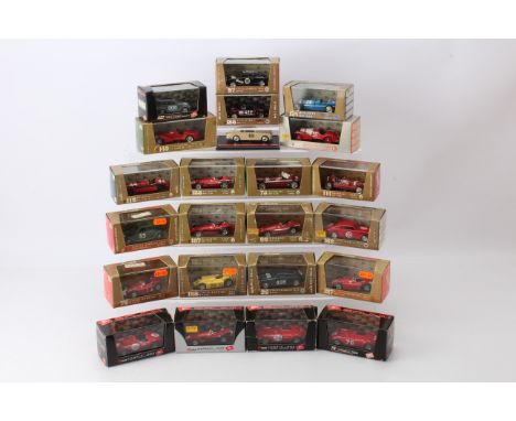 Brumm Italian Competition Models, all different, boxed/cased, 1930s-1960s models, Bugatti (1), Alfa Romeo (2), Fiat (1), Lanc