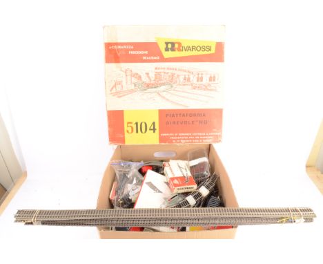 Large collection of Fleischmann HO Gauge ballasted Track and some open sleeper Track Accessories and Rivarossi Turntable, Tra