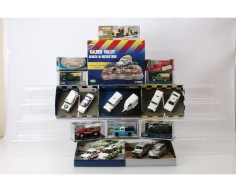 Corgi and Other Emergency and Other Land Rovers, all boxed/cased, Corgi examples, CV1002 Calder Valley Search &amp; Rescue De