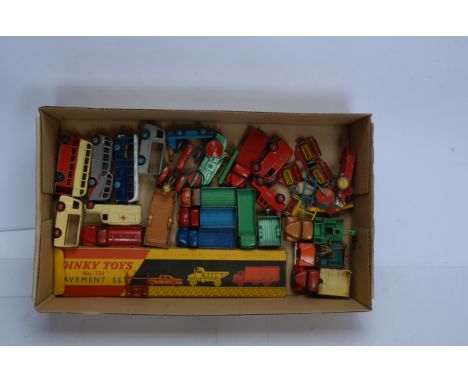Postwar Dinky Commercial Vehicles, mainly unboxed/playworn includes a boxed 754 pavement set, unboxed models including, publi