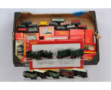 Hornby and Tri-ang 00 Gauge Locomotives and freight rolling stock, comprising Diesel shunters 13012 in BR green (2), Great we