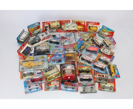 1:64 Scale and Similar Military and Civilian Ambulances and Other Emergency Vehicles, all bubble packed and carded or boxed, 