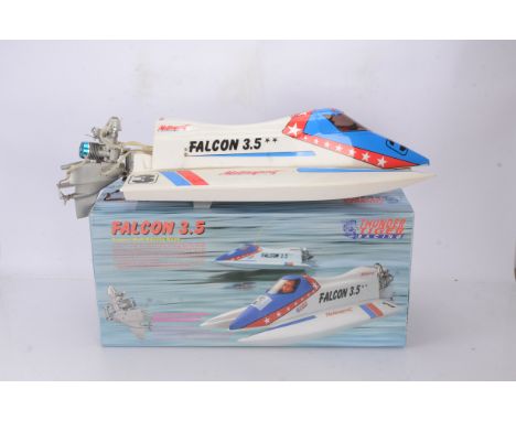 Falcon Thunder Tiger 3.5 Tunnel Hill Racing Boat, with a Thunder Tiger Pro 21R 3.5cc Outboard marine engine, instruction manu